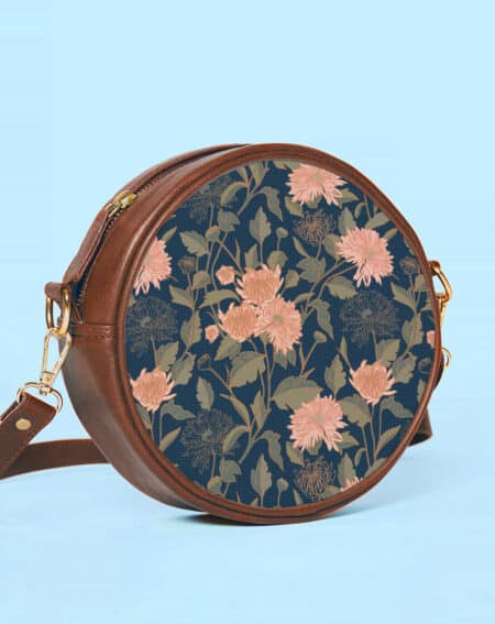 Small Sling Bag | Chrysanthemum Floral - Blue